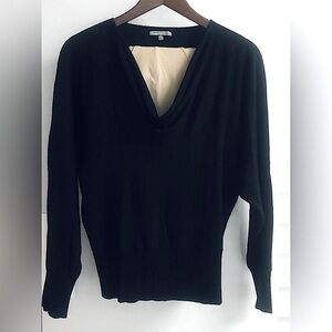 Elegant Black Winged-Long-Sleeve Cowl Neck Sweater